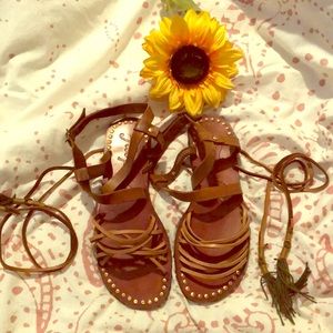 Boho wrap sandals Free People